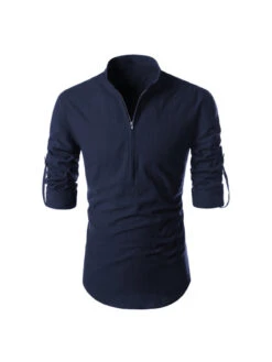 Easy Matching Zipper Long Sleeve Shirt For Men