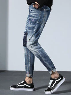 Korean Style Print Pencil Jeans Men -FlexTrend Store P 20210701111108532 845