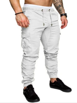 Plus Size Casual Solid Fashion Long Pants Men
