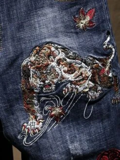 Personality Embroidery Ruched Denim Long Pants -FlexTrend Store P 20211101160708763 430