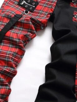 Plaid Contrast Color Patchwork Men Jeans Pant 10 Plaid Contrast Color Patchwork Men Jeans Pant -FlexTrend Store P 20211216153127455 104