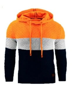 Contrast Color Fashion Men Hoodie Tops