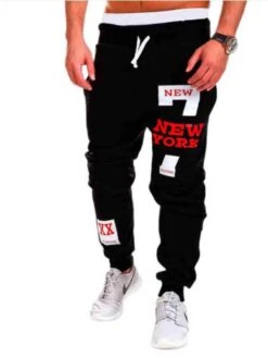 Men Street Print Drawstring Mid Waist Pants