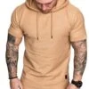 Casual Sport Short Sleeve Hoodie T- Shirt