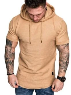 Casual Sport Short Sleeve Hoodie T- Shirt