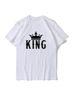 White Printed Short Sleeve Cotton T Shirt Men -FlexTrend Store P 20220108120934897 122