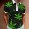 Leaf Print Modal Short Sleeve Men Polo Shirts -FlexTrend Store P 20220118151721468 863