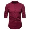 Simple Design Solid Stand Collar Long Sleeve Men Shirts -FlexTrend Store P 20220120165343570 627