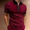 Contrast Color Zipper Up Mens Polo Shirts -FlexTrend Store P 20220214145446401 448