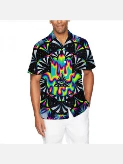 Colorful Print Short Sleeve Design Shirts Men