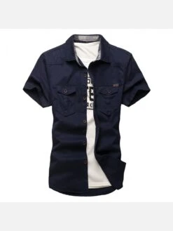 Fashion Pockets Short Sleeve Men Shirts