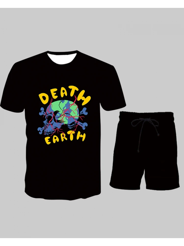 Letter Printed Casual 2 Piece Short Suits Sets For Men 4 Letter Printed Casual 2 Piece Short Suits Sets For Men - Image 2