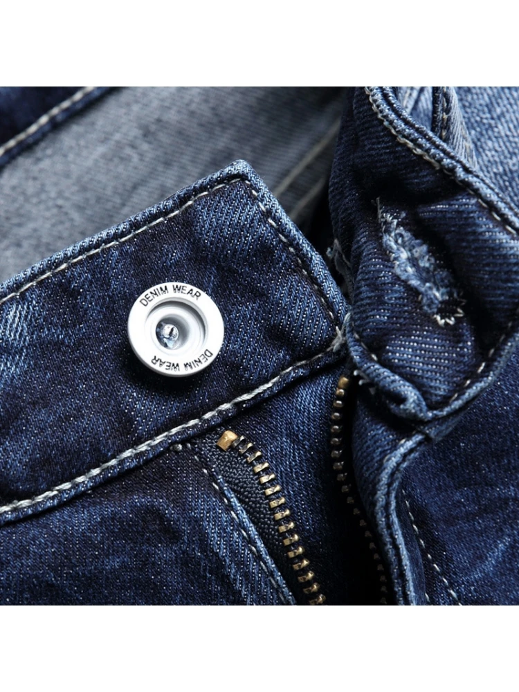 Casual Mid Waist Blue Washed Short Jeans Pants For Men 5 Casual Mid Waist Blue Washed Short Jeans Pants For Men - Image 3