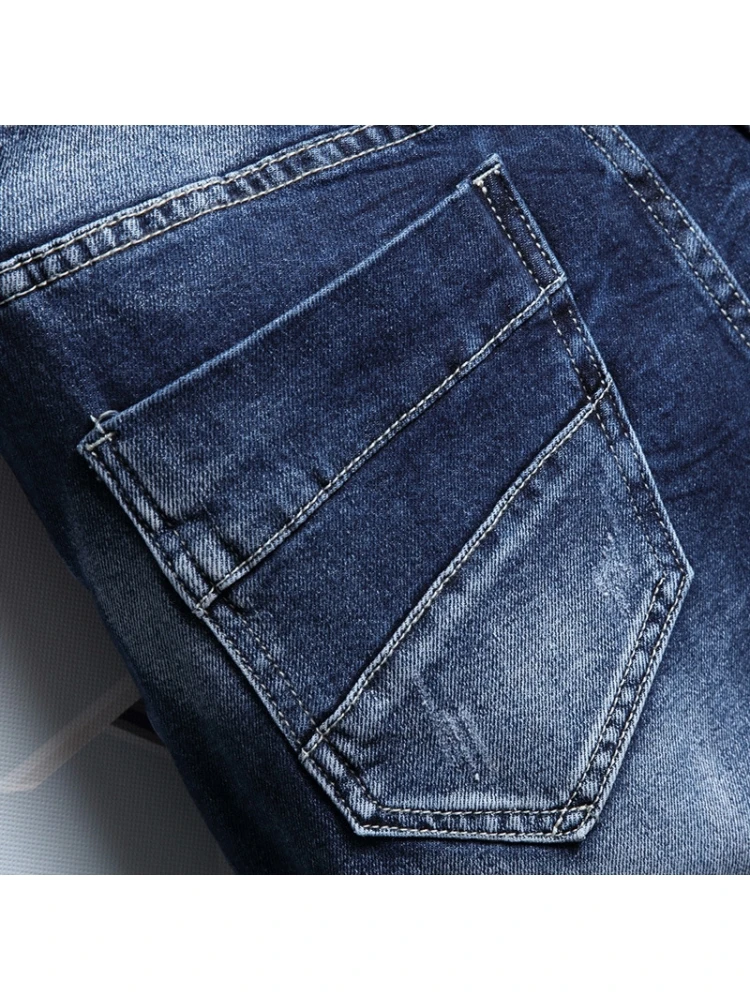Casual Mid Waist Blue Washed Short Jeans Pants For Men 6 Casual Mid Waist Blue Washed Short Jeans Pants For Men - Image 4