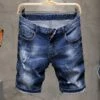 Casual Embroidery Blue Denim Shorts For Men -FlexTrend Store P 20220409180842865 581