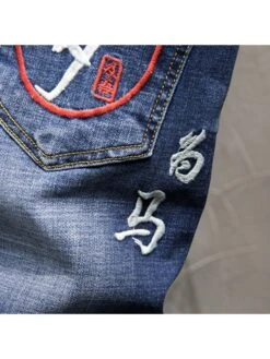Casual Embroidery Blue Denim Shorts For Men -FlexTrend Store P 20220409180849367 344