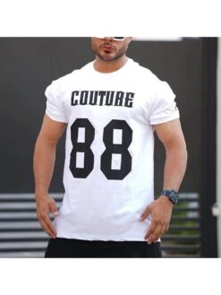 Summer Men Short Sleeve Printed Pullover Tee