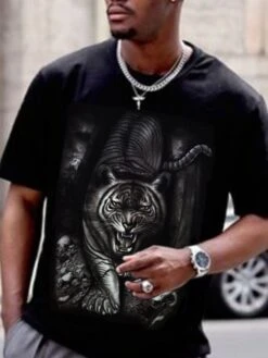 Fashion Digital Tiger Pattern Men's Tee