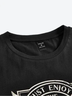 Black Skull Print Crew Neck Tee -FlexTrend Store P 20220607013551282 864