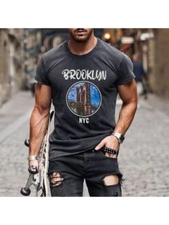 Men's Fashion Print Short Sleeve Top