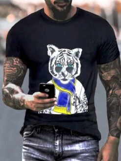 Men's Fashion Round Neck Print Top