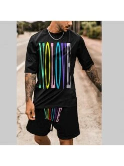 Summer Casual Men Short Sleeve Shorts Set