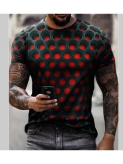 Round Neck Short Sleeve Hollow Out Men's T-Shirt