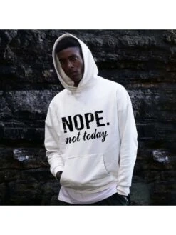 Casual White Letter Printed Hoodies Top Men