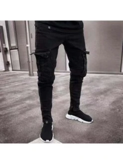 Pure Color Denim Jeans For Men