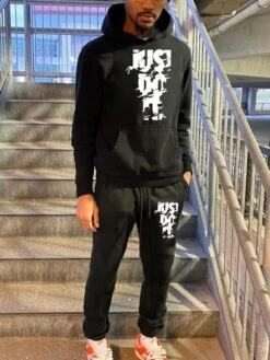 Printed Active Hooded Top And Pant Sets For Men