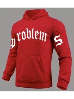 Red Letter Printed Pockets Hooded Tops For Men -FlexTrend Store P 20221008152528319 851