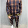 Sports Plaid Matching Long Tracksuit Sets