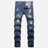 Ripped Patchwork Skinny Men Blue Jean Pants -FlexTrend Store P 20221206152602460 343