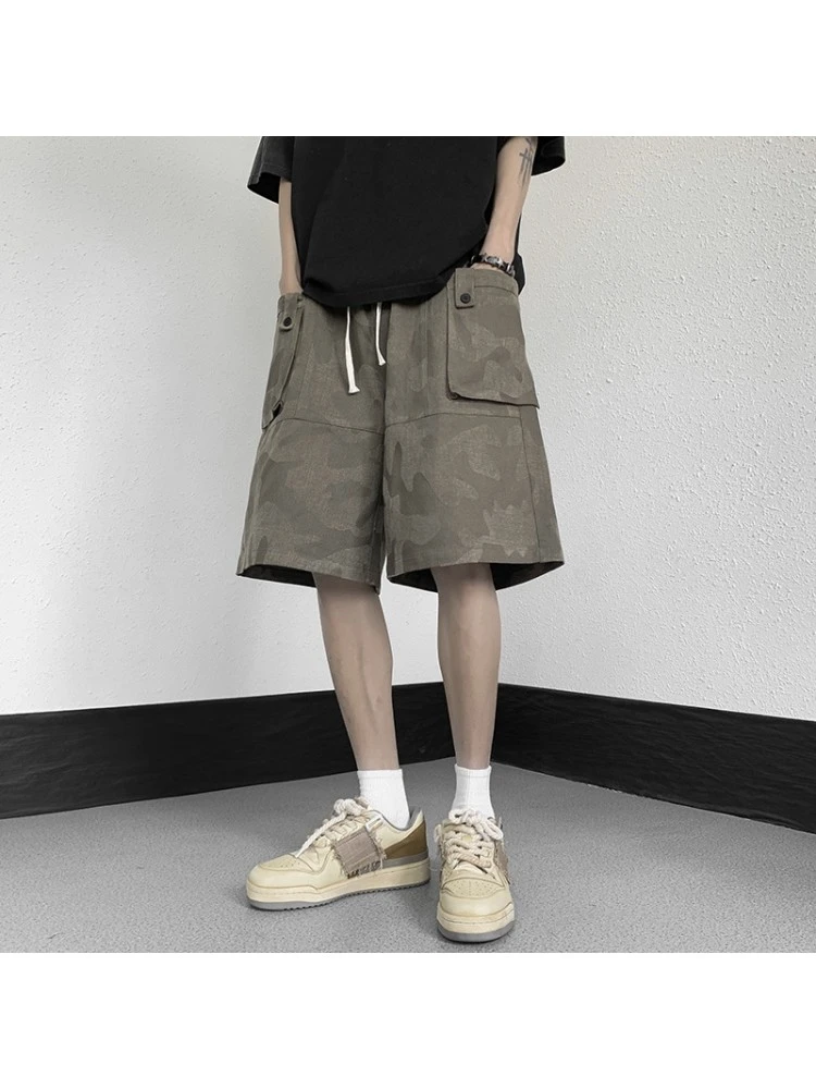 Summer Men Camouflage Wide Leg Drawstring Short Pants 3 Summer Men Camouflage Wide Leg Drawstring Short Pants