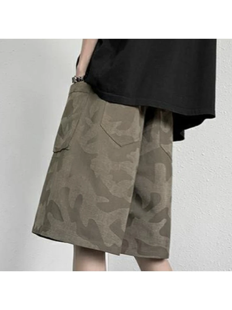 Summer Men Camouflage Wide Leg Drawstring Short Pants 5 Summer Men Camouflage Wide Leg Drawstring Short Pants - Image 3