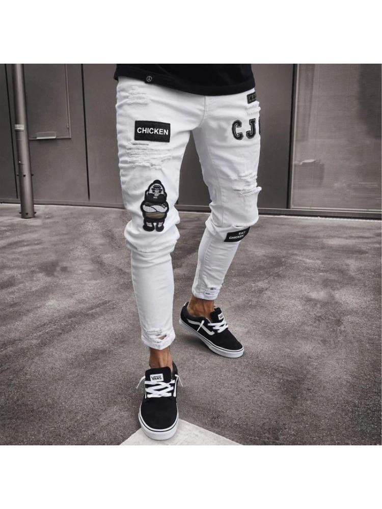 Men Cartoon Pattern Denim Men Pencil Jeans 3 Men Cartoon Pattern Denim Men Pencil Jeans
