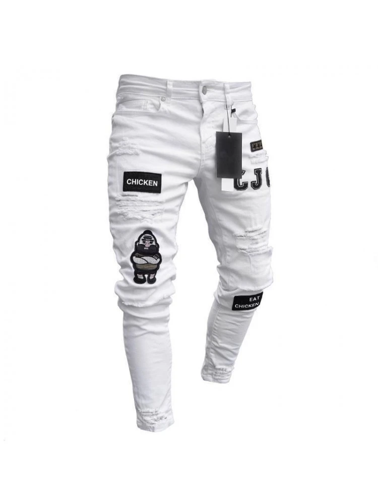 Men Cartoon Pattern Denim Men Pencil Jeans 4 Men Cartoon Pattern Denim Men Pencil Jeans - Image 2