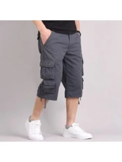 Casual Loose Pure Color Men's Capris Pants 6 Casual Loose Pure Color Men's Capris Pants -FlexTrend Store P 20230427192328661 683
