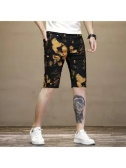 Summer Black Printing Straight-Leg Pants For Men -FlexTrend Store P 20230428203624244 547
