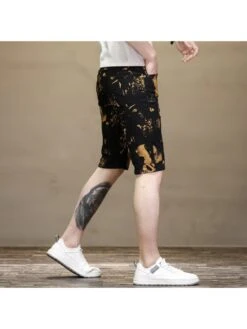 Summer Black Printing Straight-Leg Pants For Men -FlexTrend Store P 20230428203633328 179