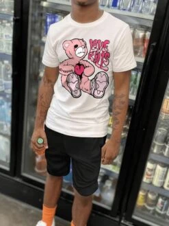 Men Cartoon Letter Tee 2pc Shorts Sets