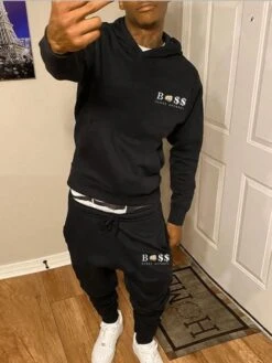 Men Letter Printed Hooded Sweater 2pc Pants Sets -FlexTrend Store P 20230717112228080 887