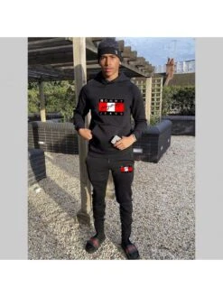 Fall Letter Printed Men's Hooded Sweaters Pants Sets -FlexTrend Store P 20230722174027992 412