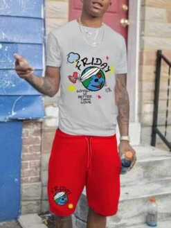 Casual Printed Short Suit For Men