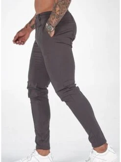 Pure Color Patchwork Slim Straight Leg Sports Pants