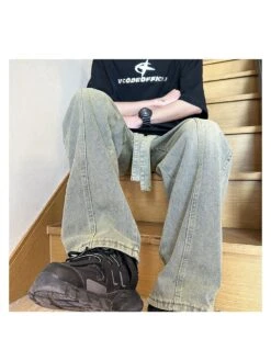 Retro Washed Distressed Loose Wide Leg Jeans -FlexTrend Store P 20230908103231319 234