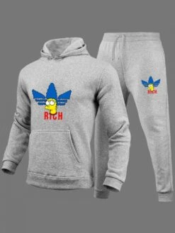 Cartoon Printed Pocket Hoodies Trouser Sets -FlexTrend Store P 20231016105700743 939