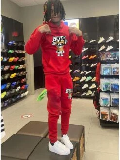 Cartoon Letter Printed Hoodies Pants Sets