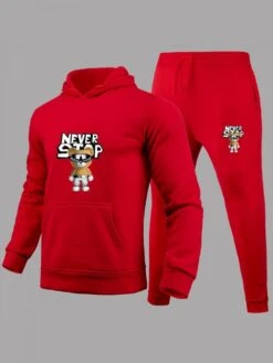 Cartoon Letter Printed Hoodies Pants Sets -FlexTrend Store P 20231016110601297 905