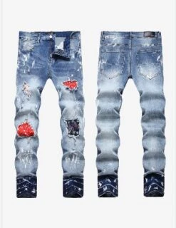 Ripped Denim Mid-rise Jeans